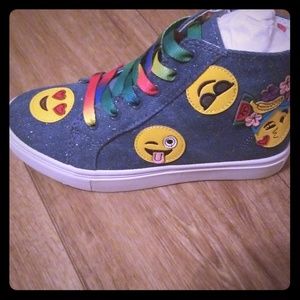 Steve Madden girls emoji denim sneakers
